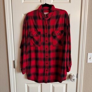 Mossimo Supply Co. Red and Black Oversized Checkered Shirt